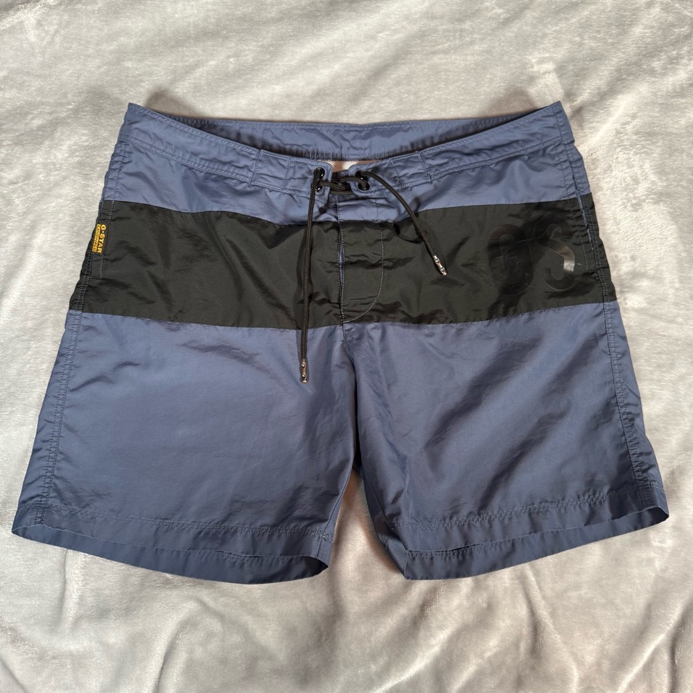 G Star Raw Stripe Swim Trunks Mens 2XL Mesh Lined Beach Lightweight Blue